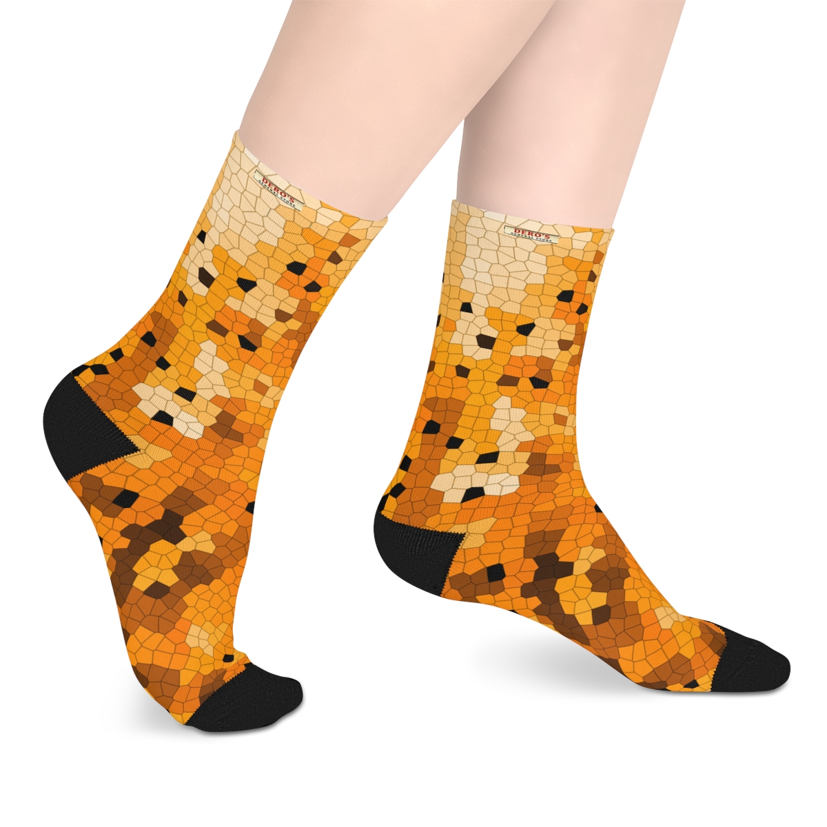 Orange Mosaic Mid-length Socks - Image 6
