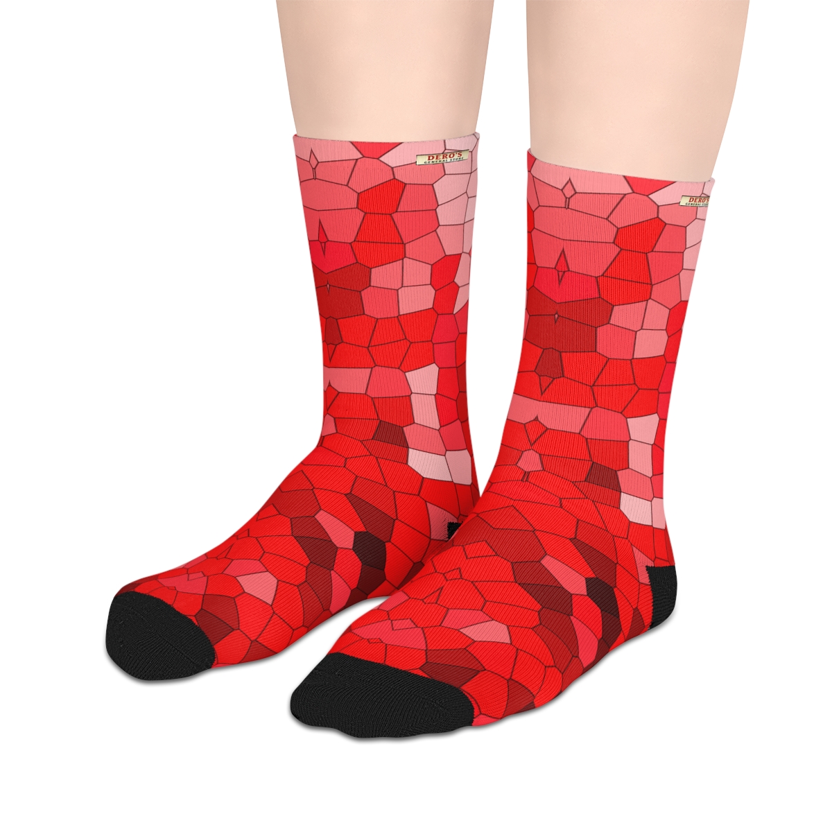 Red Mosaic Mid-length Socks - Image 3