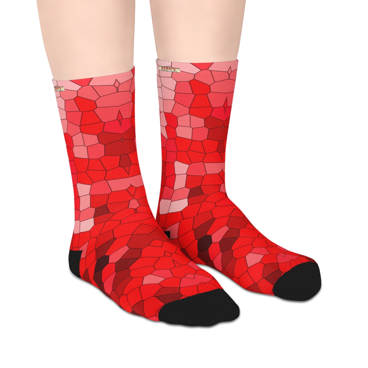 Red Mosaic Mid-length Socks - Image 4