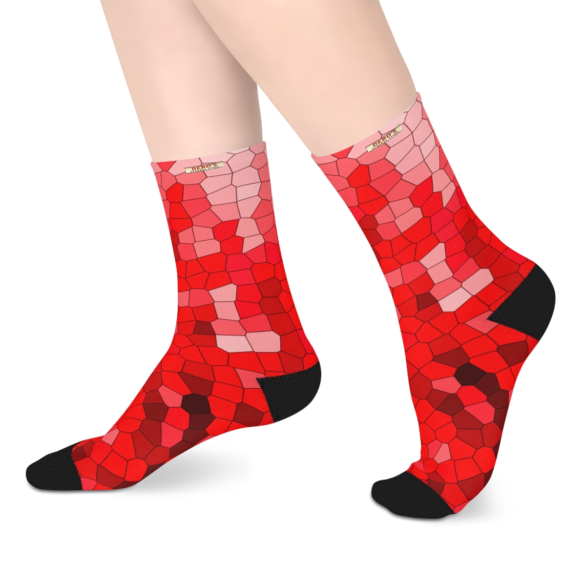 Red Mosaic Mid-length Socks - Image 5