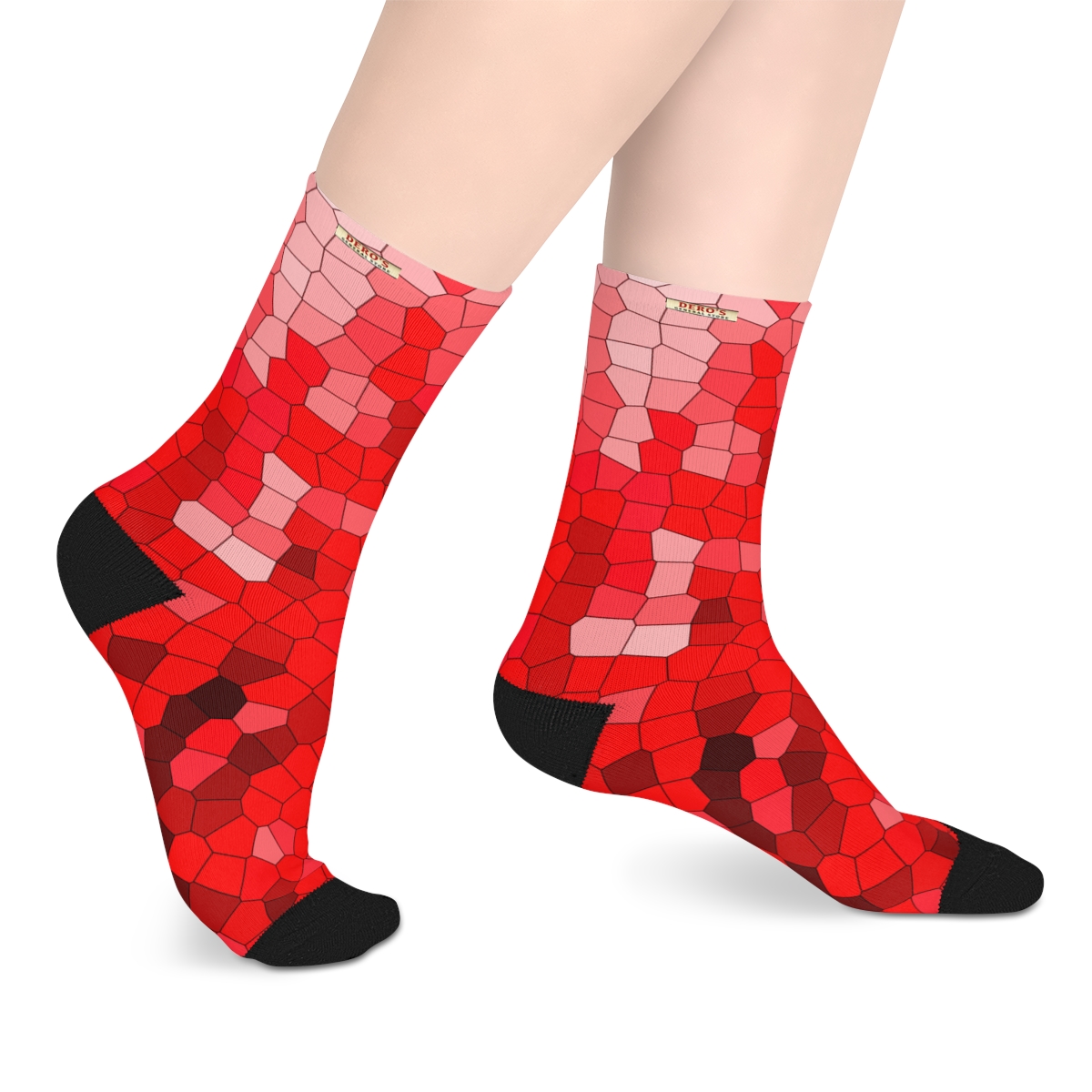 Red Mosaic Mid-length Socks - Image 6